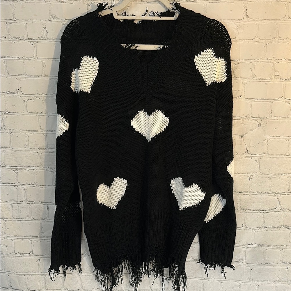 Amazon Black Heart Pattern Sweater